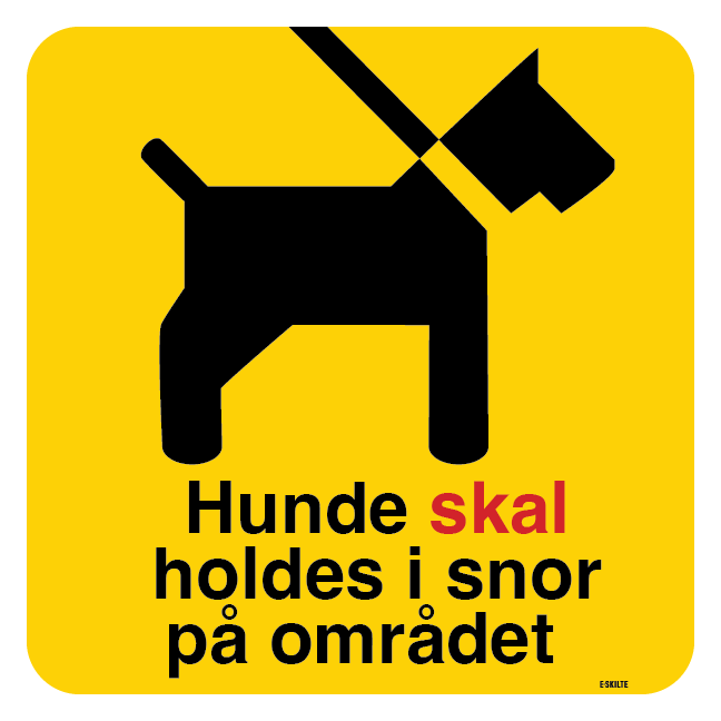 Hunde skal holdes i snor på området. Hundeskilt