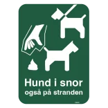 Hund i snor - også på stranden. Hundeskilt