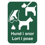 Hundeskilt - Hund i snor Lort i pose