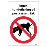 Ingen hundetisning på postkassen, tak. Skilt