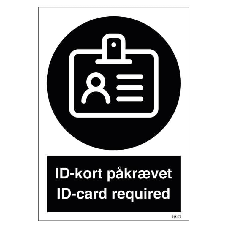 ID kort påkrævet skilte på dansk og engelsk