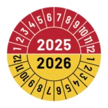 Kalibreringsmærker for 2024-2025 i blå og rød, Selvklæbende, Ø30mm
