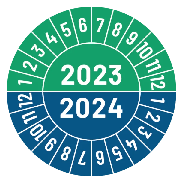 Kalibreringsmærker for 2023-2024 i grøn og blå