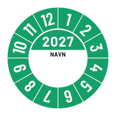 Kalibreringsmærker for 2026 i gul med navn, Selvklæbende, Ø30mm