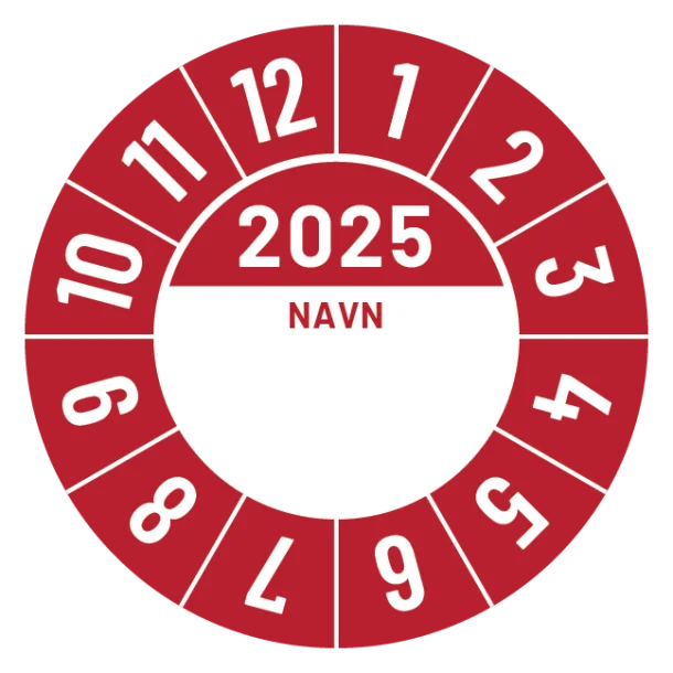 Kalibreringsmærker for 2025 i rød med navn