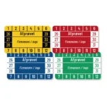 Kalibreringsmærker med 'Afprøvet' i flere farver, Selvklæbende, 50x30mm