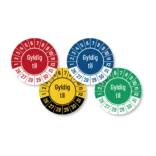 Kalibreringsmærker med 'Gyldig til' i flere farver, Selvklæbende, Ø30mm