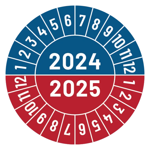 Kalibreringsmærker for 2024-2025 i blå og rød