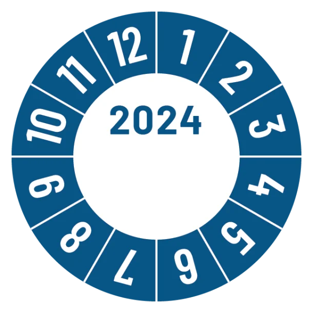 Kalibreringsmærker for 2024 i blå med logo