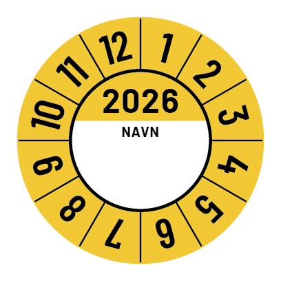 Kalibreringsmærker for 2025 i rødmed navn, Selvklæbende, Ø30mm