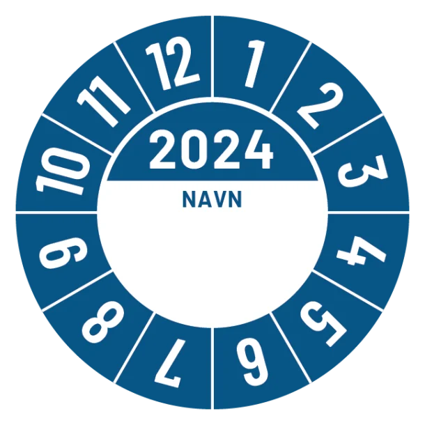 Kalibreringsmærker for 2024 i blå med navn
