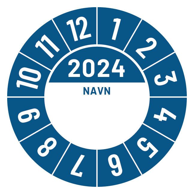 Kalibreringsmærker for 2024 i blå med navn