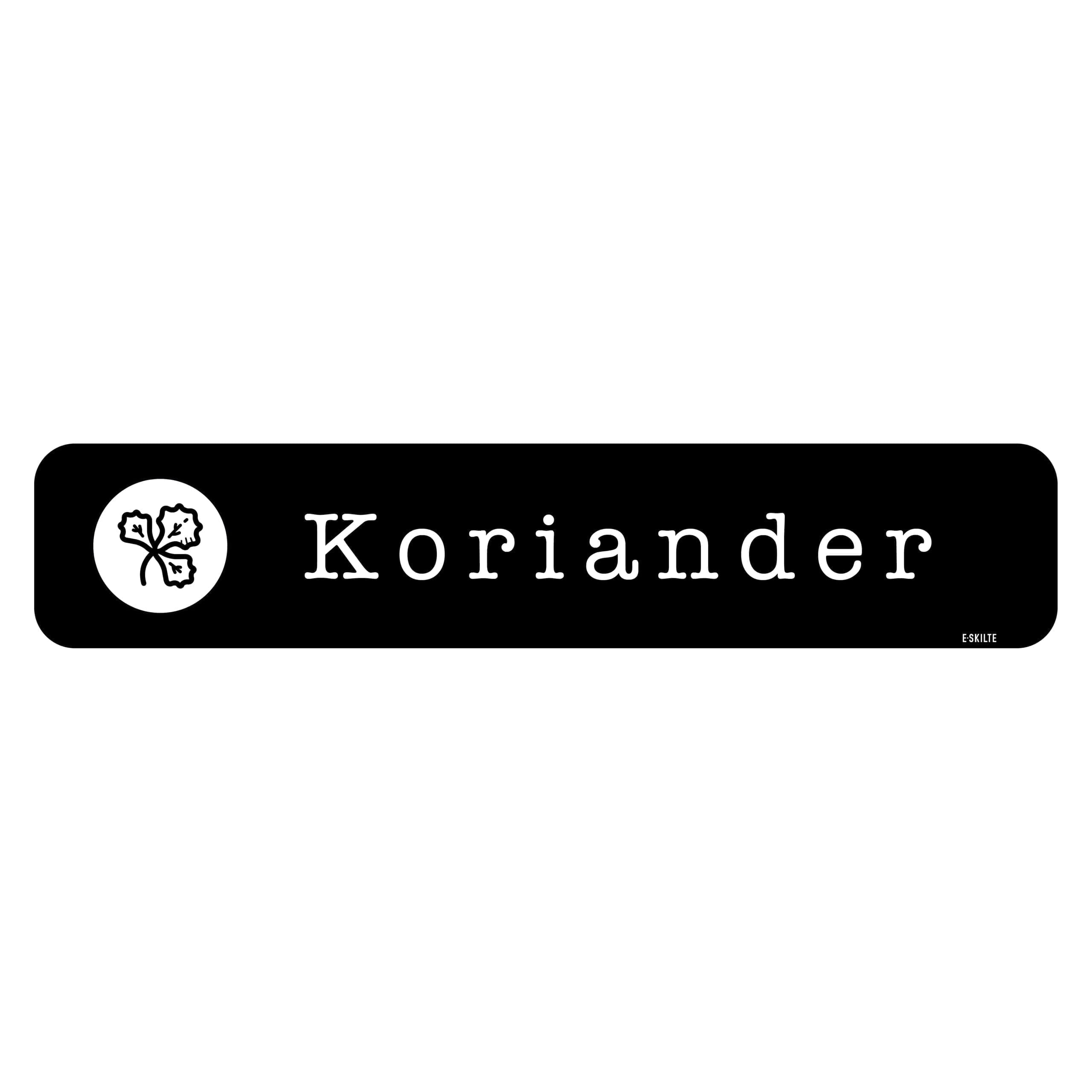 Koriander sort køkkenhaveskilt