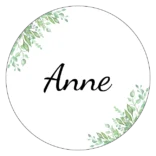 Runde bordkort med blade til konfirmation