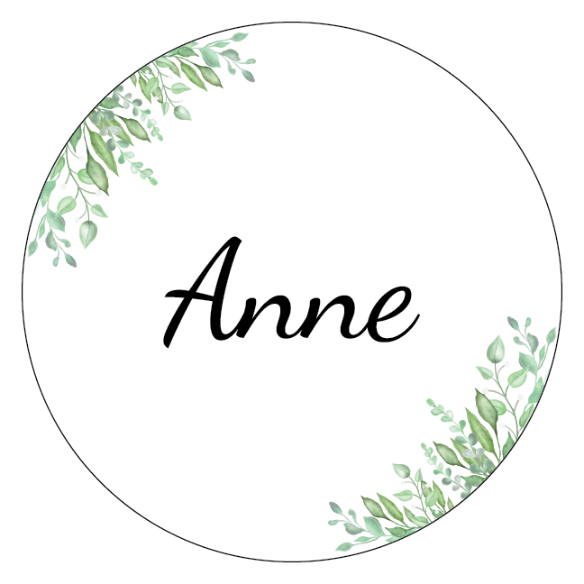 Runde bordkort med blade til konfirmation