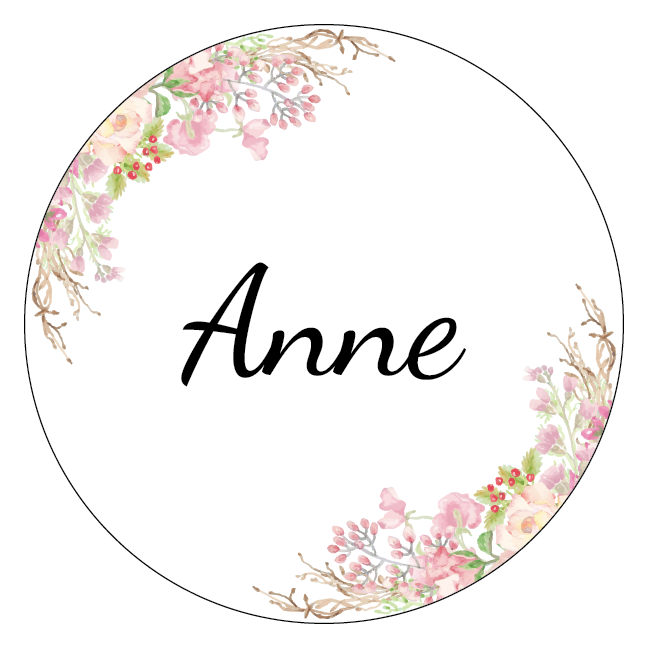 Runde bordkort med blomster til konfirmation