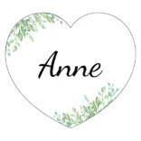 Hjerteformede bordkort med blade til konfirmation