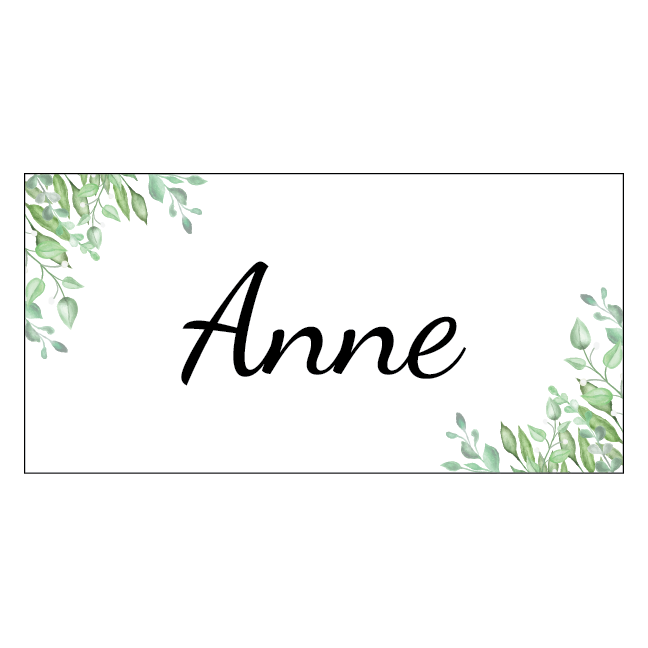 Rektangulære bordkort med blade til konfirmation