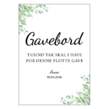 Gavebordsskilt til konfirmation med bladmotiv – design 1