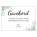 Gavebordsskilt til konfirmation med bladmotiv – design 2