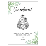 Gavebordsskilt til konfirmation med gaveillustration og blade