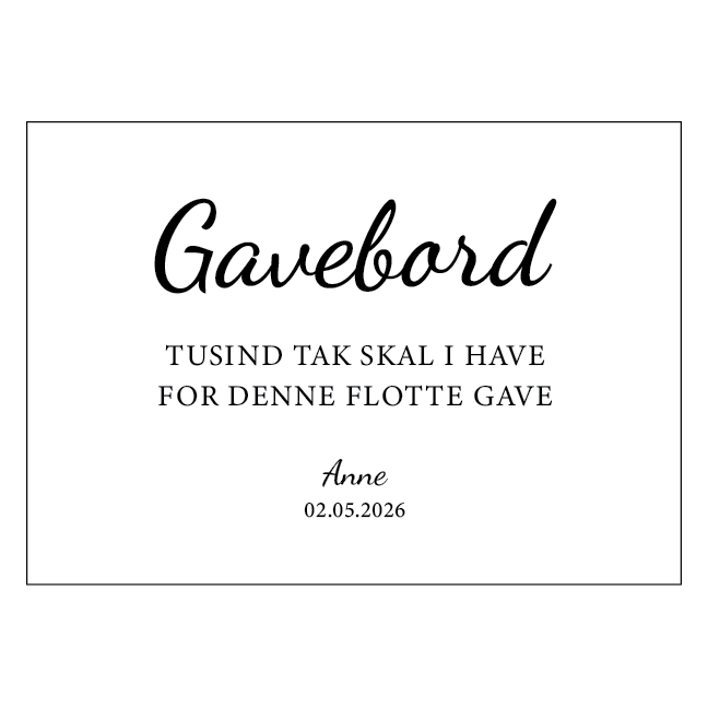 Gavebordsskilt til konfirmation med enkelt tekstdesign – design 2