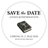 Rundt save the date konfirmationsskilt med bibelmotiv