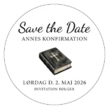 Rundt save the date konfirmationsskilt med bibelmotiv - moderne
