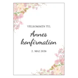 Konfirmationsskilt velkomst med blomster