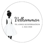 Rundt konfirmationsskilt velkomst pige – design 1