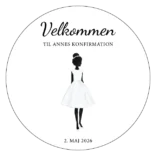 Rundt konfirmationsskilt velkomst pige – design 2