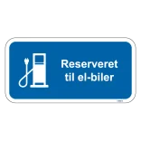 Reserveret til el-biler blåt stander skilt