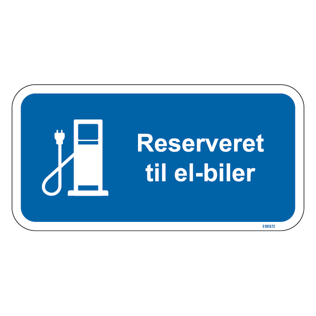 Reserveret til el-biler blåt stander skilt