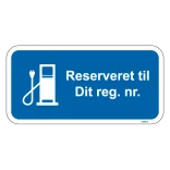 Reserveret til dit reg. blåt stander skilt