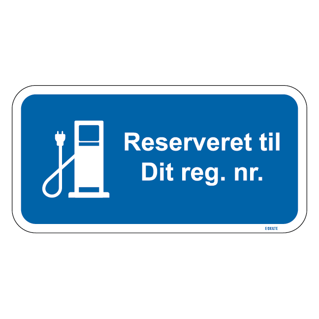Reserveret til dit reg. blåt stander skilt