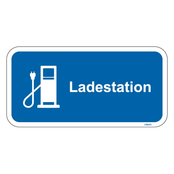 Ladestation blåt stander skilt