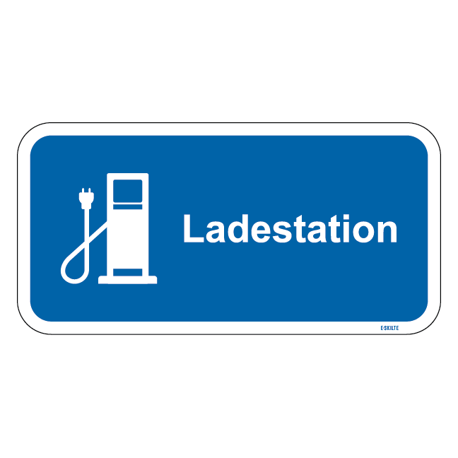 Ladestation blåt stander skilt