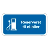 Reserveret til el-biler blåt oplader skilt