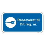 Reserveret til dit reg. blåt oplader skilt
