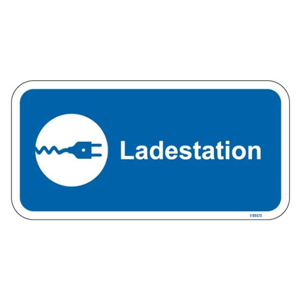 Ladestation blåt oplader skilt