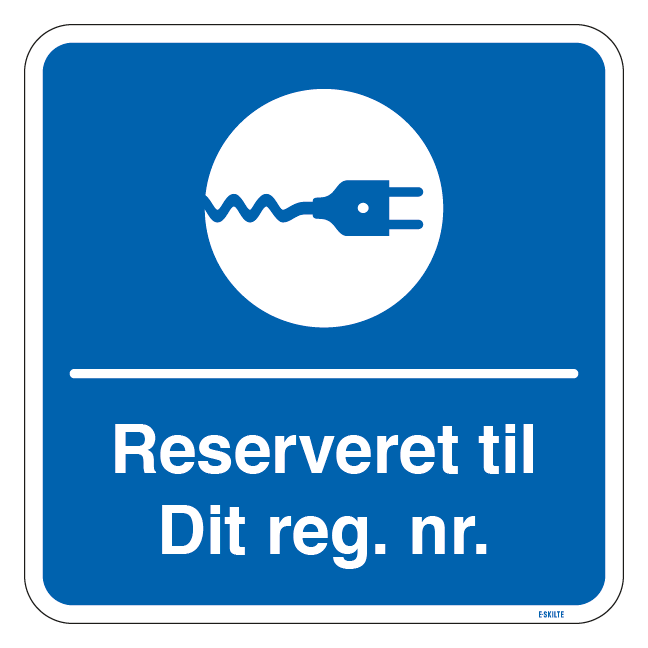 Reserveret til dit reg. nr. kvadratisk oplader skilt