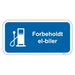 Forbeholdt el-biler blåt stander skilt