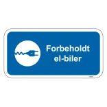 Forbeholdt el-biler blåt oplader skilt