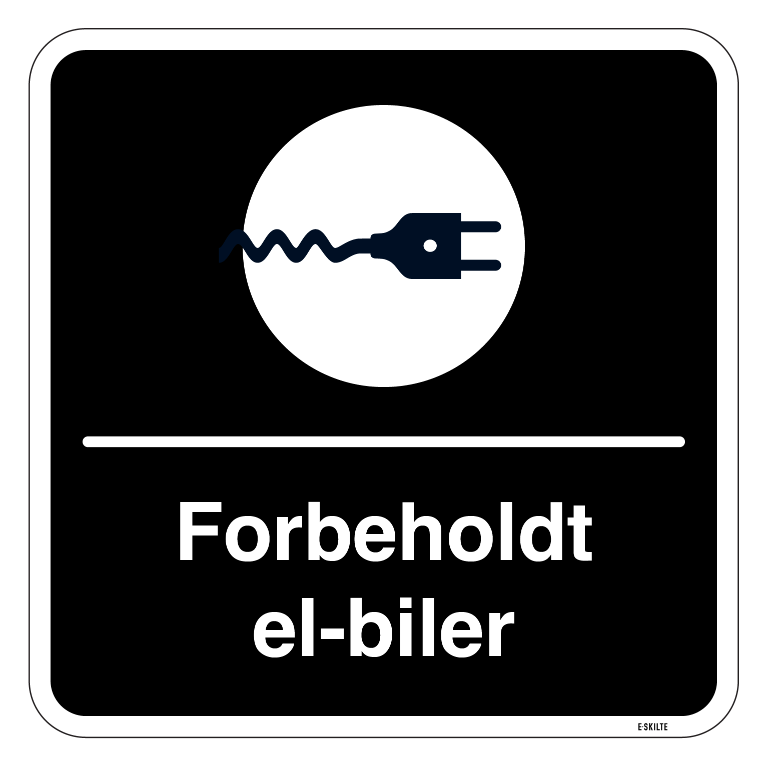 Forbeholdt el-biler sort kvadratisk oplader skilt