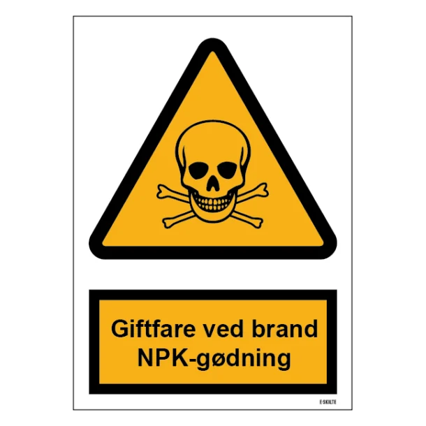 Giftfare ved brand (NPK-gødning) skilt til landbrug