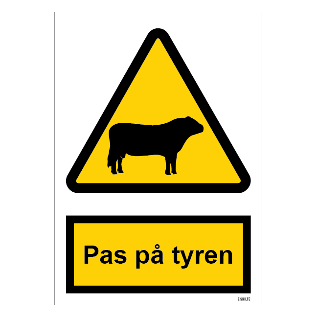 Pas på tyren skilt til landbrug