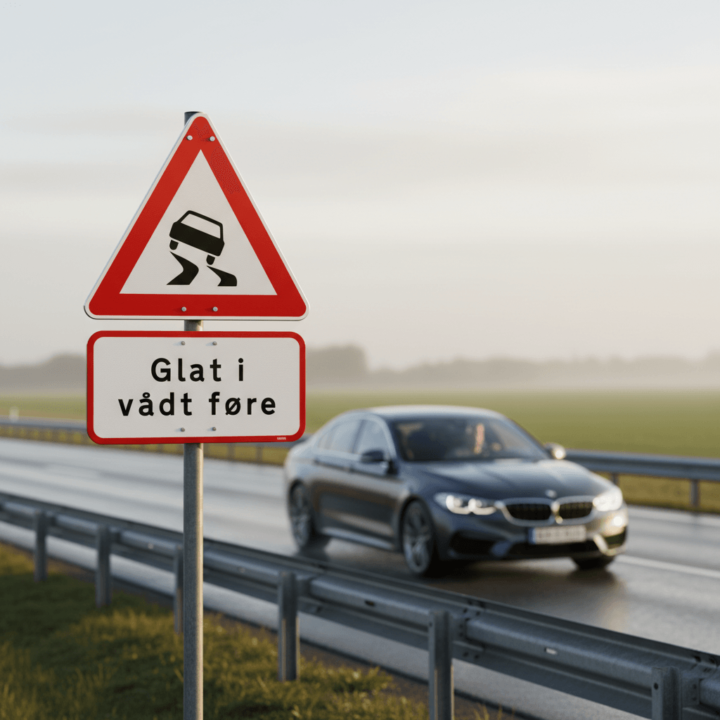 UA31,5 - Glat i vådt føre skilt - Billede 2