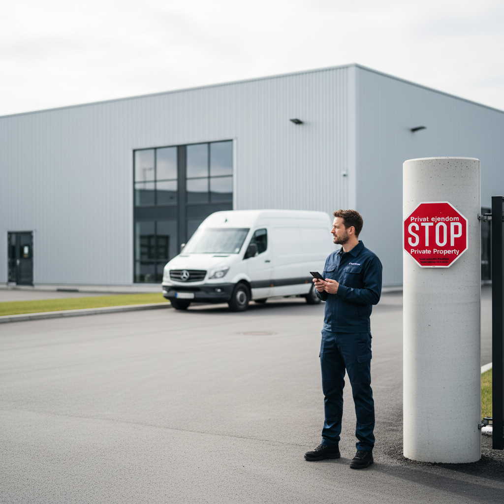 Privat ejendom STOP Private Property Tyveri anmeldes til politiet Ingen adgang / no access skilt - Billede 4