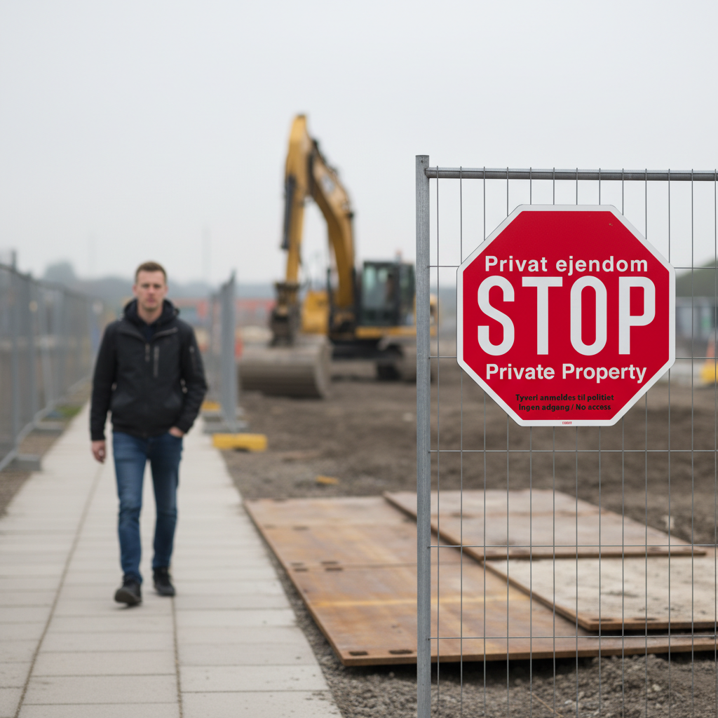 Privat ejendom STOP Private Property Tyveri anmeldes til politiet Ingen adgang / no access skilt - Billede 3