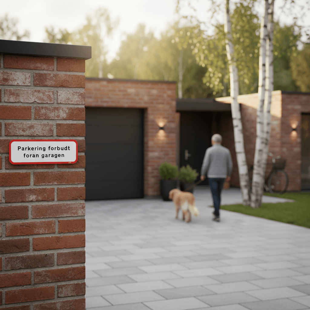 Parkering forbudt foran garagen skilt - Billede 2